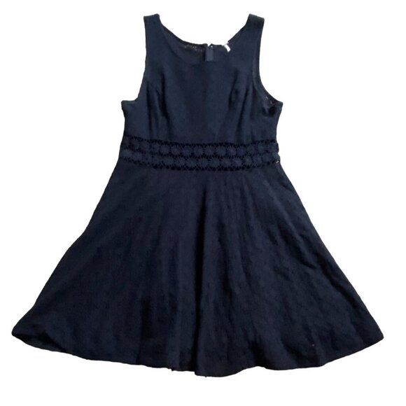 Free People Lace Daisy Eyelet Waist Cut Out Mini Dress-Black-Size 10-GUC - Picture 1 of 9